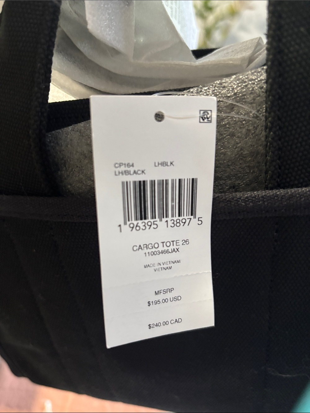 Coach Black Canvas Tote with Gold Script Logo - Picture 2 of 3